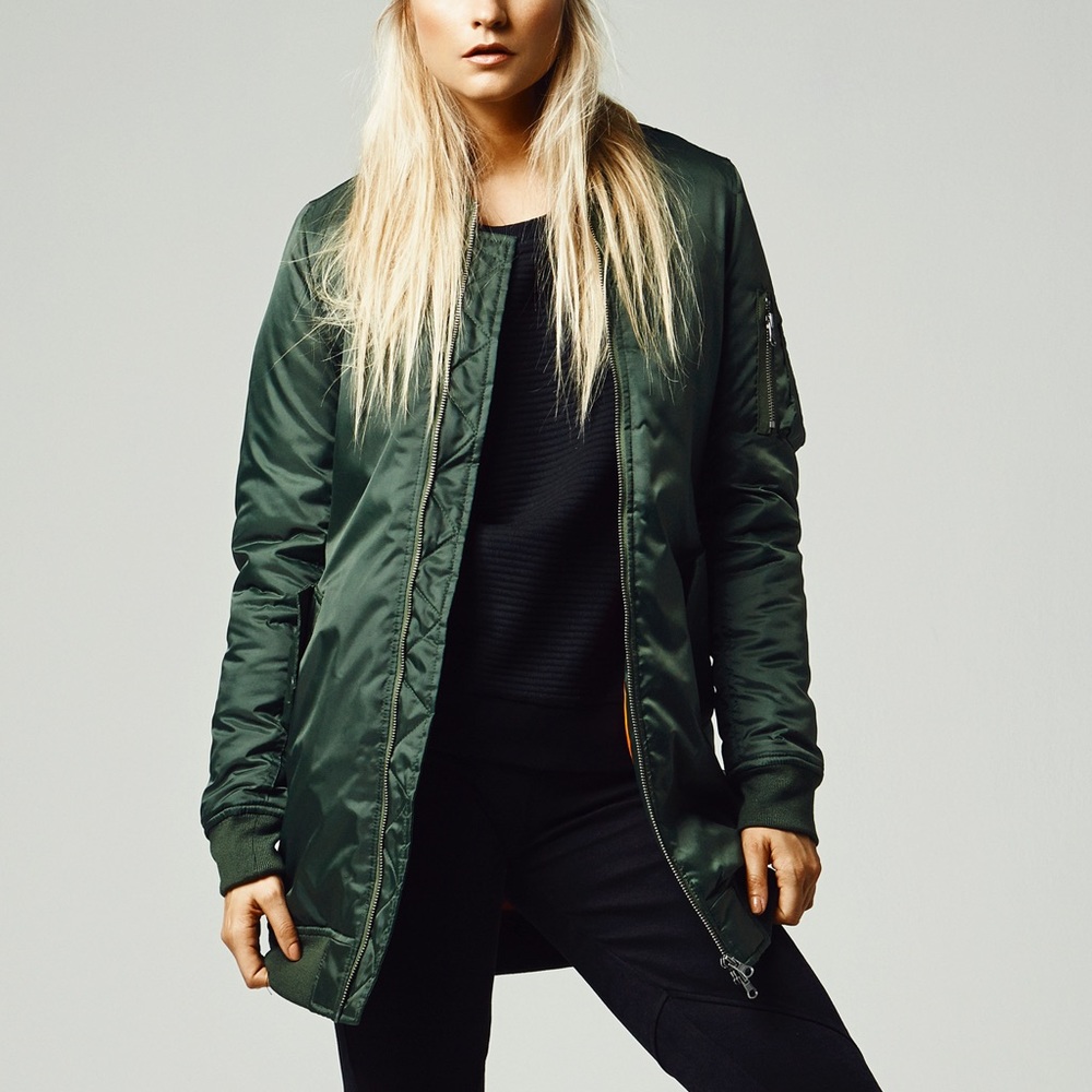 Free People Satin Military Oversized Bomber